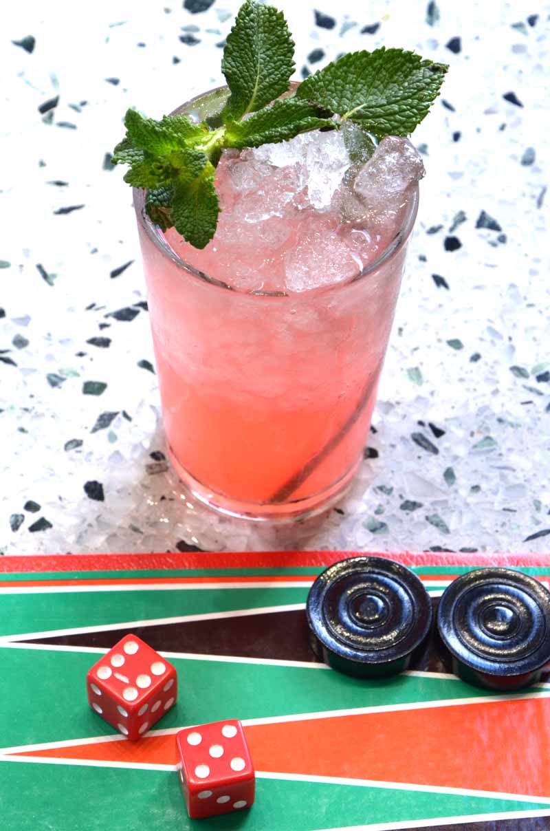 Lovers Leap cocktail with backgammon