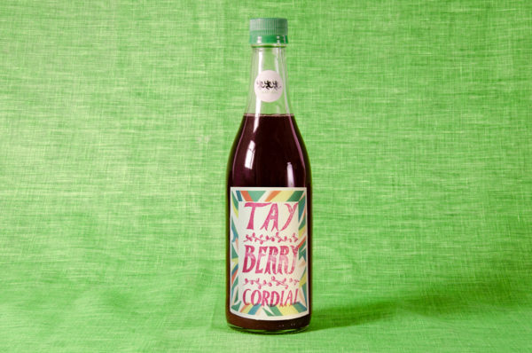 This Tayberry cordial is made with 100% fruit from our soft fruit plot. It's winey and delicious.