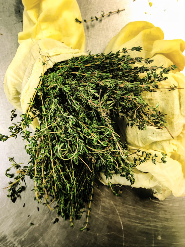 Fresh thyme for our ginger cordial